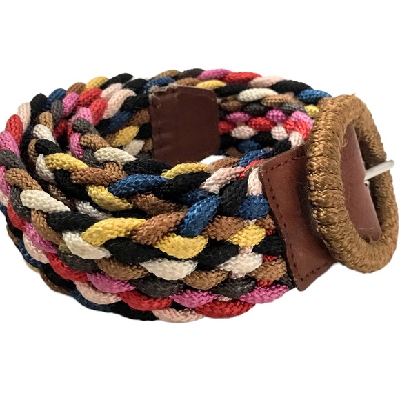 Multi Color Woven Belt Teal Red Blue Black Brown White Yellow Purple Gray OSFA - Picture 9 of 9